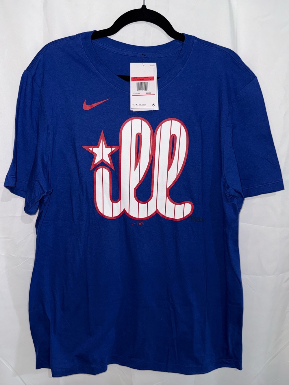 NWT Nike Men’s Blue Phillies ill Graphic Tee with Red & White Logo